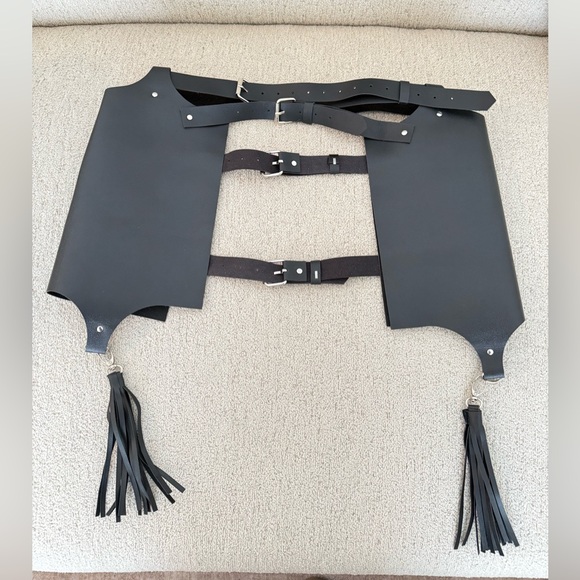 Accessories - Black Faux Leather Harness Belt